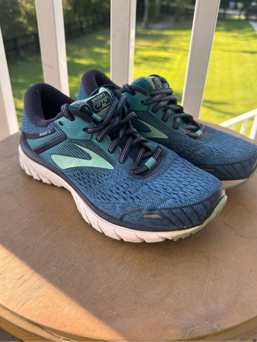 Brooks Adrenaline GTS 18 Women’s 7.5 Wide D Blue Teal Running Shoes